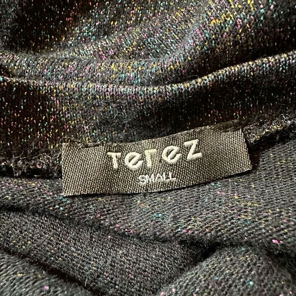 TEREZ Women's Color-Block Metallic Pullover Sweatshirt Black Size Small - Picture 3 of 11